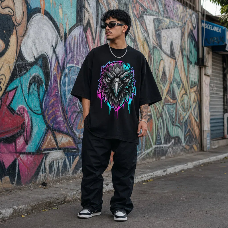 Playera Oversize Águila Graffiti