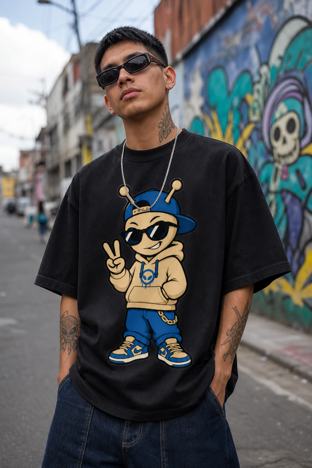Playera Oversize Alien Peace