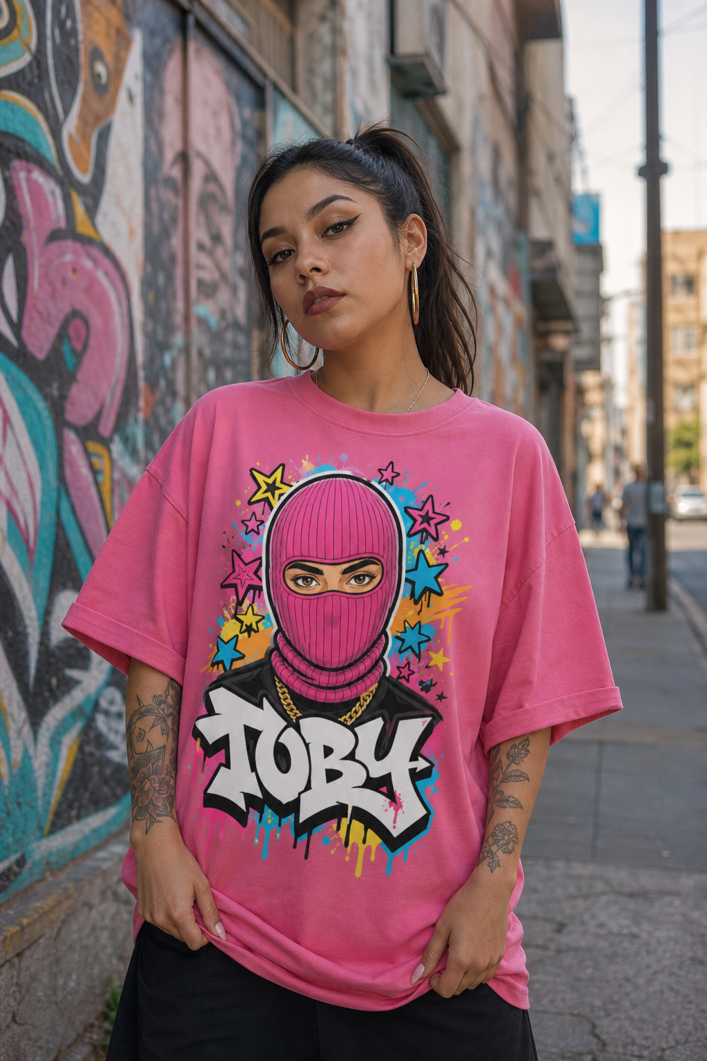 Playera Oversize Pink Balaclava