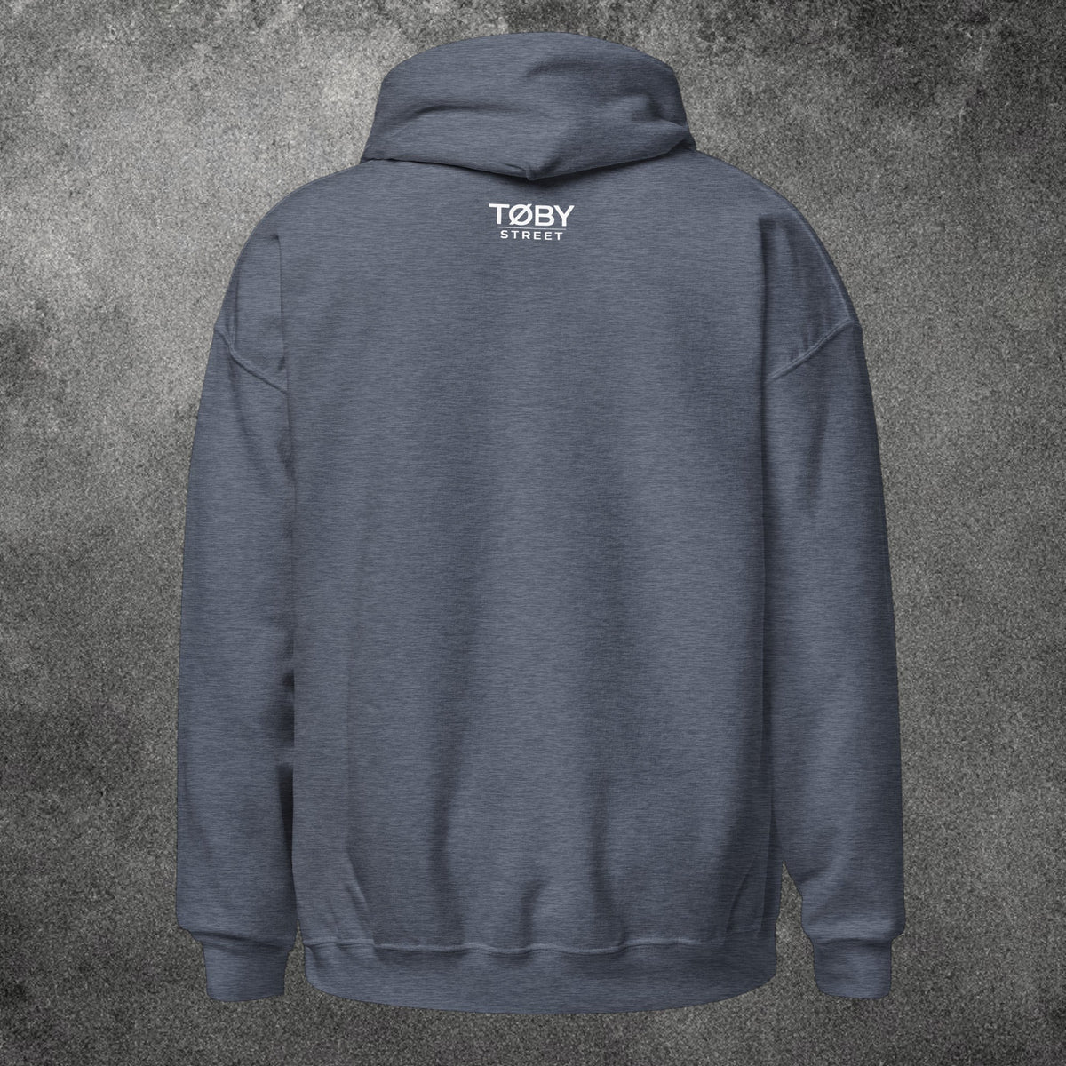 Sudadera con capucha TØBY STREET azul marino jaspeado de mezcla de algodón y poliéster vista trasera