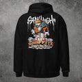 Sudadera negra con capucha TØBY STREET con estampado urbano de grafiti en la espalda y bolsillo canguro frontal