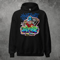 Sudadera con capucha negra TØBY STREET con estampado gráfico colorido de estilo hip hop y bolsillo canguro frontal